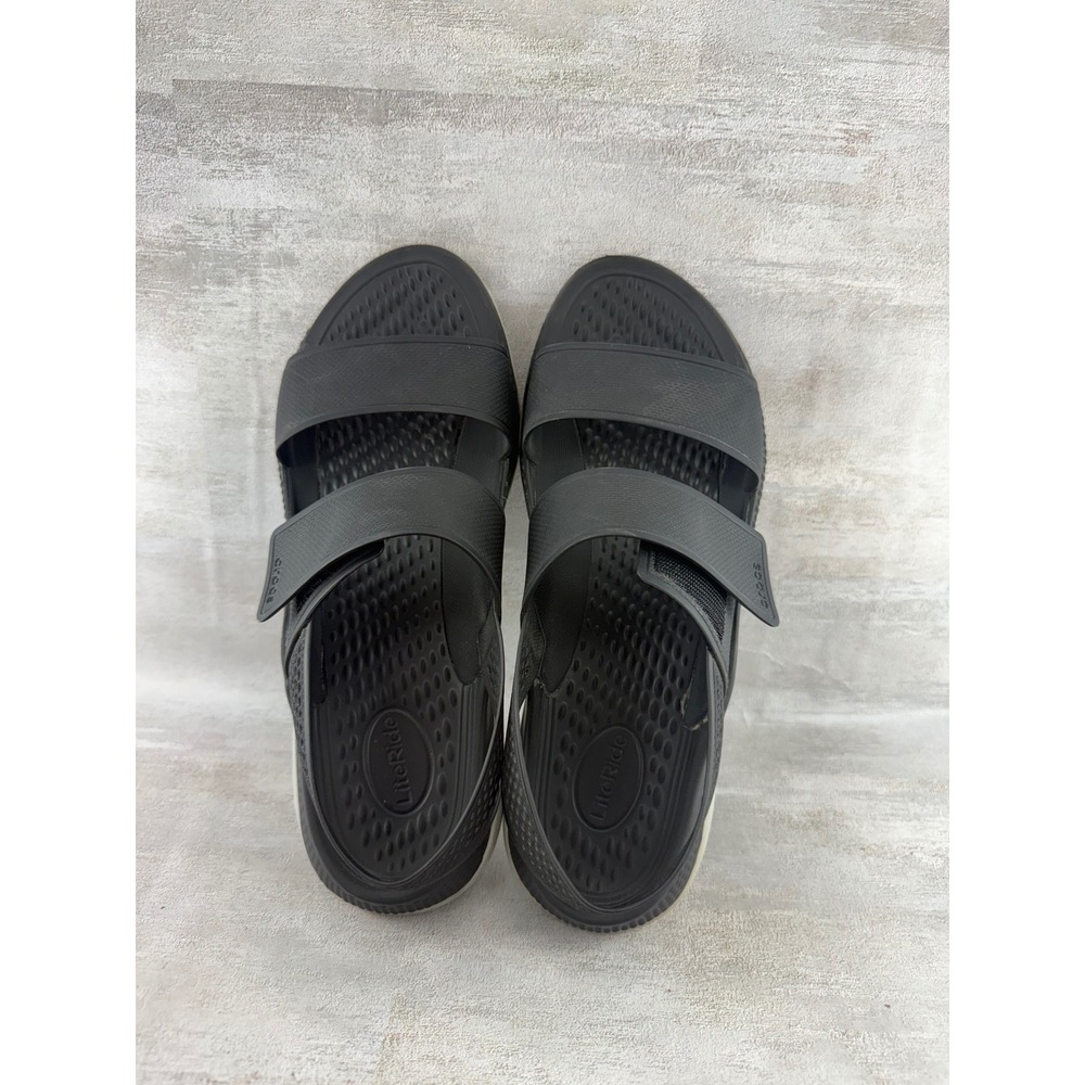 Crocs LiteRide 360 Sandals Women Sz 7 Black Grey Comfort Strappy 206711 - Picture 9 of 11